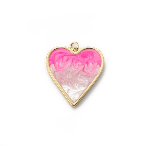 Brass Heart Pendants gold color plated DIY & enamel nickel lead & cadmium free Sold By PC