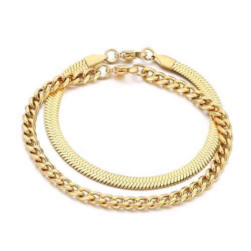 Stainless Steel Jewelry Bracelet 304 Stainless Steel plated 2 pieces & fashion jewelry Sold By Set