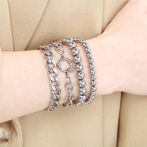 Stainless Steel Jewelry Bracelet 304 Stainless Steel plated 4 pieces & fashion jewelry Sold By Set