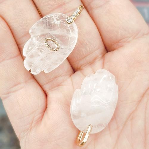 Gemstone Pendants Jewelry Natural Stone with Brass Hand DIY & with rhinestone Sold By PC