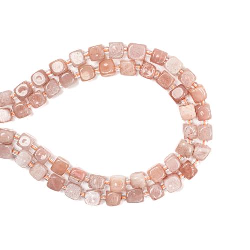 Gemstone šperky Korálky, Sunstone, Náměstí, DIY, 7mm, Prodáno za Cca 38 cm Strand