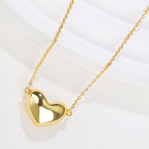 Collar de Latón, metal, con 6cm extender cadena, Corazón, chapado en color dorado, Joyería & para mujer, libre de níquel, plomo & cadmio, 15x11mm, longitud aproximado 44 cm, Vendido por UD