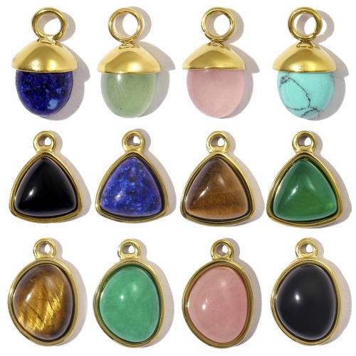 Gemstone Pendants Jewelry 304 Stainless Steel with Gemstone Vacuum Ion Plating & DIY Sold By PC