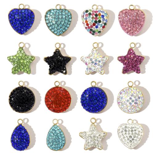 Stainless Steel Pendants 304 Stainless Steel Vacuum Ion Plating & DIY & with rhinestone Sold By Bag