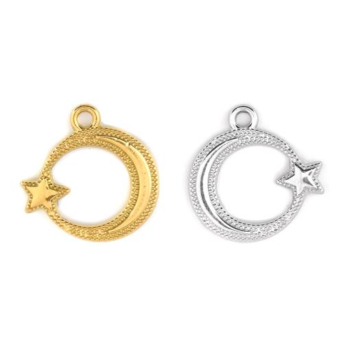 Stainless Steel Pendants 304 Stainless Steel Moon and Star Vacuum Ion Plating DIY Sold By Bag