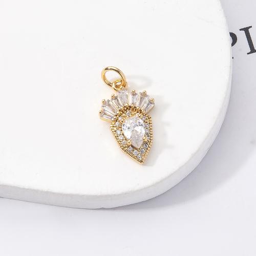 Cubic Zirconia Micro Pave Brass Pendant gold color plated DIY & micro pave cubic zirconia nickel lead & cadmium free Sold By PC