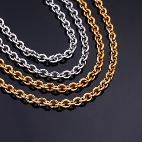 Stainless Steel Chain Ogrlica, 304 nehrđajućeg čelika, pozlaćen, modni nakit & različite veličine za izbor, više boja za izbor, Prodano By PC