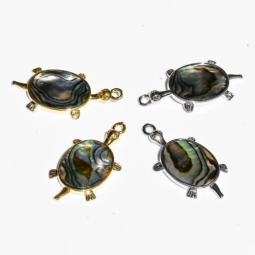 Natural Abalone Shell Pendants Brass with Abalone Shell Turtle plated DIY nickel lead & cadmium free Sold By PC