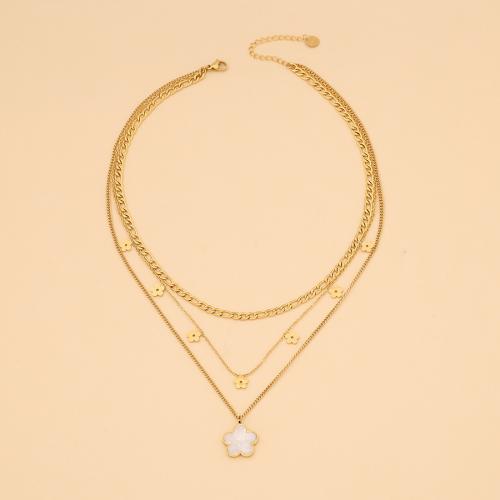 Stainless Steel Jewelry Necklace 304 Stainless Steel with Shell plated fashion jewelry & for woman golden Sold By PC