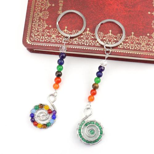 Llaveros, metal, con Piedra natural, chapado en color de plata, diferentes materiales para la opción, más colores para la opción, libre de níquel, plomo & cadmio, 30x40mm, Vendido por UD