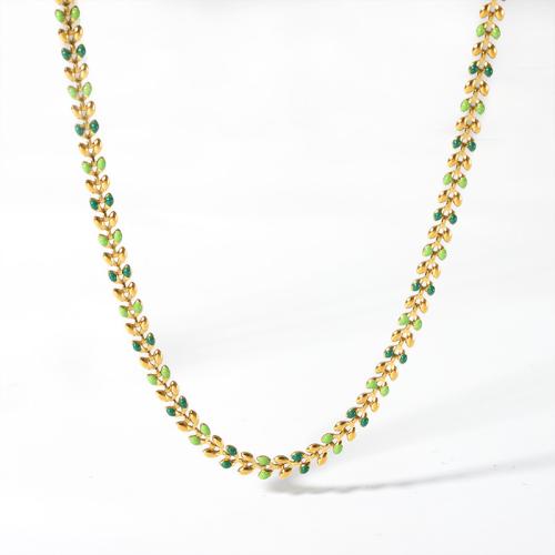 Edelstahl Schmuck Halskette, 304 Edelstahl, Modeschmuck & für Frau & Emaille, goldfarben, verkauft von PC