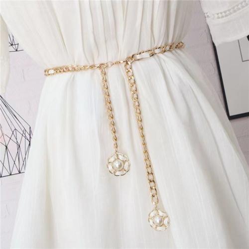 alliage de zinc chaîne de taille, avec cuir PU, Placage de couleur d'or, bijoux de mode & pour femme, plus de couleurs à choisir, Longueur Environ 115 cm, Vendu par PC