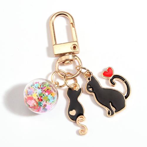 Key Chain, Cink Alloy, s Plastika, zlatna boja pozlaćen, bez spolne razlike & različitih stilova za izbor & emajl, 90mm, Prodano By PC