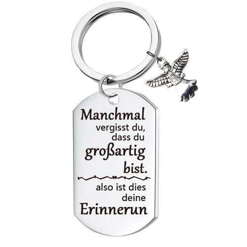 Key Chain, 304 nehrđajućeg čelika, bez spolne razlike & različitih dizajna za izbor & sa slovom uzorkom, izvorna boja, 70mm, Prodano By PC