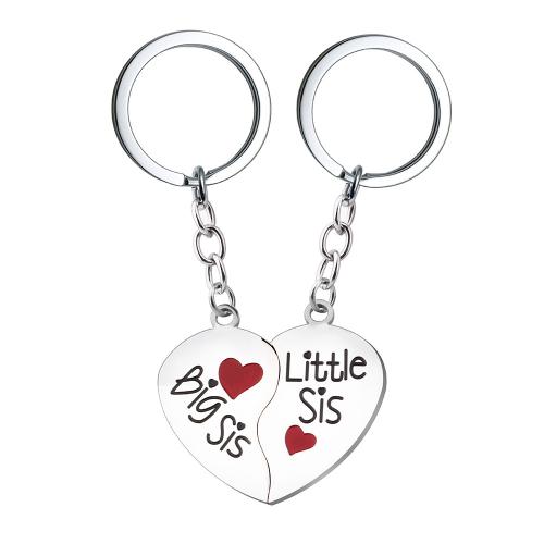 Key Chain, 304 nehrđajućeg čelika, bez spolne razlike & različitih stilova za izbor & sa slovom uzorkom, izvorna boja, 70mm, Prodano By par