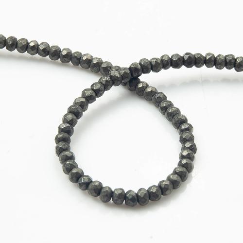 Aukso karoliukai Piritas, Aukso Piritas, Abakas, natūralus, Pasidaryk pats & briaunotas, sidabras, 2.1-2.5*4mm, Parduota už 38 cm Strand