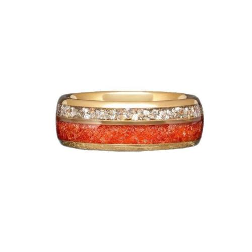 Ring Finger ze stali nierdzewnej, 201 Ze stali nierdzewnej, Powlekane, dla obu płci & różnej wielkości do wyboru & naklejka epoksydowa & kalka, złoty, sprzedane przez PC