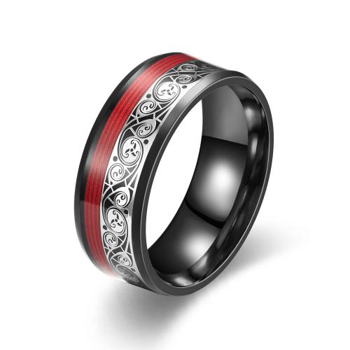 Ring Finger ze stali nierdzewnej, 201 Ze stali nierdzewnej, Powlekane, dla obu płci & różnej wielkości do wyboru & naklejka epoksydowa & kalka, czarny, sprzedane przez PC