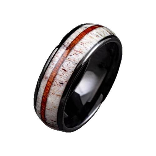 Ring Finger ze stali nierdzewnej, 201 Ze stali nierdzewnej, Powlekane, dla obu płci & różnej wielkości do wyboru & naklejka epoksydowa & kalka, czarny, sprzedane przez PC