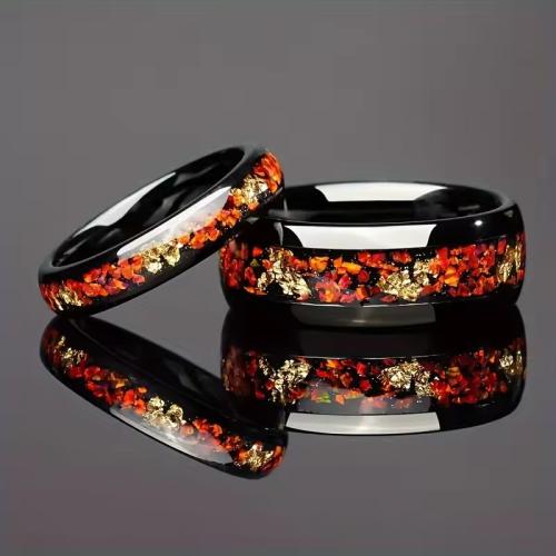 Ring Finger ze stali nierdzewnej, 201 Ze stali nierdzewnej, Powlekane, dla obu płci & różnej wielkości do wyboru & naklejka epoksydowa, czarny, sprzedane przez PC