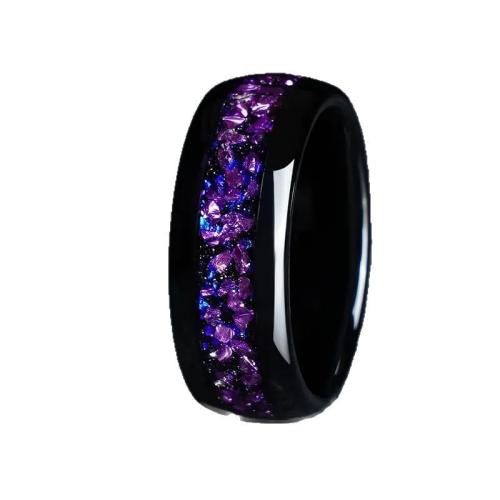 Ring Finger ze stali nierdzewnej, 201 Ze stali nierdzewnej, Powlekane, dla obu płci & różnej wielkości do wyboru & naklejka epoksydowa, czarny, sprzedane przez PC