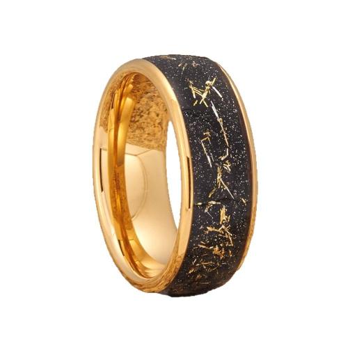 Stainless Steel Finger Ring 201 Stainless Steel plated & for man & epoxy gel golden Sold By PC