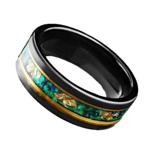 Stainless Steel Finger Ring 201 Stainless Steel plated & for man & epoxy gel black Sold By PC
