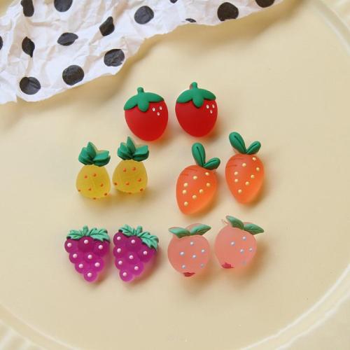 Hars Earring, fruit, plated, verschillende stijlen voor de keuze, meer kleuren voor de keuze, 18x23mm, Verkocht door PC