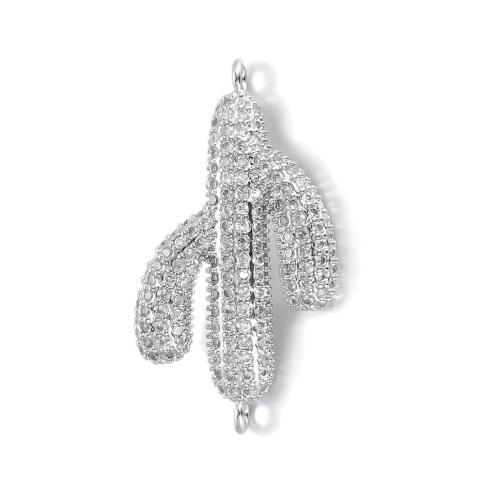 Zircon cubique Micro Pave laiton Connecteur, Opuntia Stricta, Placage, DIY & pavé de micro zircon & boucle de 1/1, plus de couleurs à choisir, protéger l'environnement, sans nickel, plomb et cadmium, 30x18mm, Vendu par PC