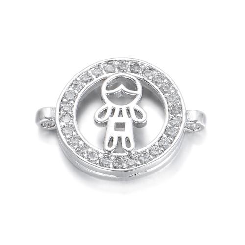 Zircon cubique Micro Pave laiton Connecteur, Placage, DIY & pavé de micro zircon & boucle de 1/1, plus de couleurs à choisir, protéger l'environnement, sans nickel, plomb et cadmium, 20x15mm, Vendu par PC