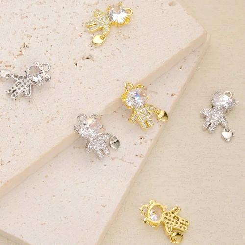 Messing hanger met micro-paved kubieke zirconia's, Dragen, plated, DIY & micro pave zirconia, meer kleuren voor de keuze, 12x18mm, Verkocht door PC