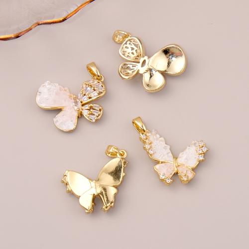 Messing hanger met micro-paved kubieke zirconia's, met Glas, Vlinder, gold plated, DIY & verschillende stijlen voor de keuze & micro pave zirconia, meer kleuren voor de keuze, nikkel, lood en cadmium vrij, Verkocht door PC