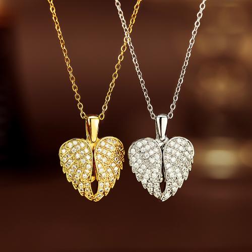 Stainless Steel smycken halsband, Mässing, plated, mode smycken & micro bana cubic zirconia & för kvinna, fler färger för val, Säljs av PC