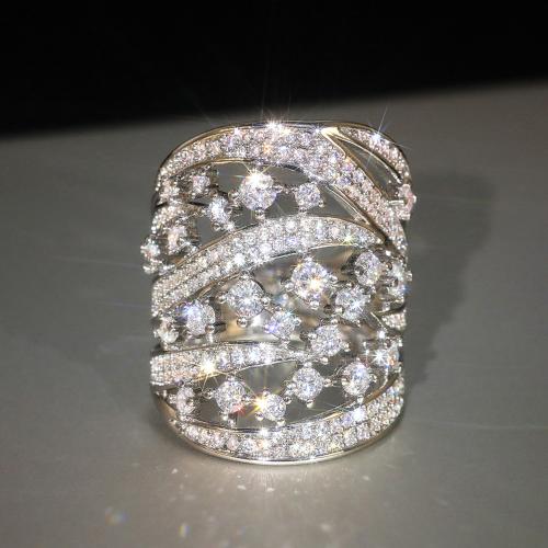 Kubieke Circonia Micro Pave Brass Ring, Messing, verschillende grootte voor keus & micro pave zirconia & voor vrouw & hol, Verkocht door PC