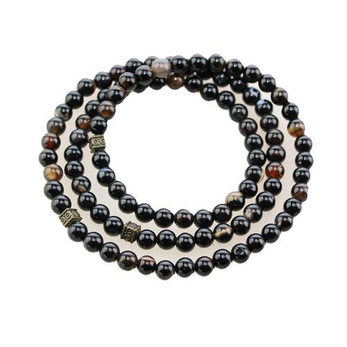 agate braccialetto, with lega in zinco, stile folk & unisex, nessuno, 6mm, 99PC/filo, Venduto da filo