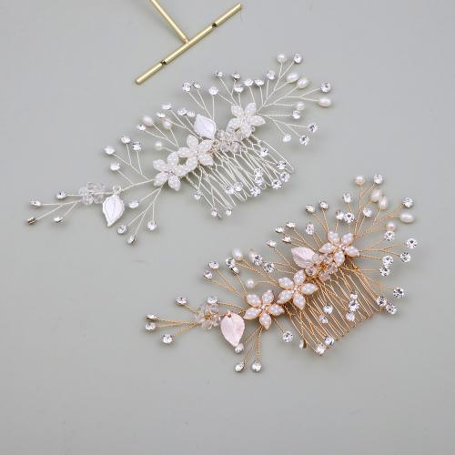 Bruids decoratieve kammen, Zinc Alloy, met koperdraad & Kristal & Plastic Pearl, handgemaakt, mode sieraden & voor vrouw & met strass, meer kleuren voor de keuze, Verkocht door PC