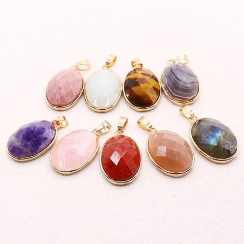 Pendants Gemstone Jewelry, Cloch Nádúrtha, le 304 Cruach dhosmálta, DIY & ábhair éagsúla do rogha, dathanna níos mó le haghaidh rogha, 18x25mm, Díolta De réir PC