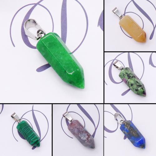 Pendants Gemstone Jewelry, Cloch Nádúrtha, DIY & ábhair éagsúla do rogha, dathanna níos mó le haghaidh rogha, 9x28mm, Díolta De réir PC