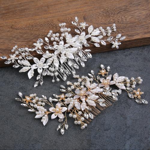 Peinetas Decorativas, aleación de zinc, con alambre de latón & Cristal & Perlas plásticas, hecho a mano, Joyería & para mujer, más colores para la opción, 200x80x20mm, Vendido por UD