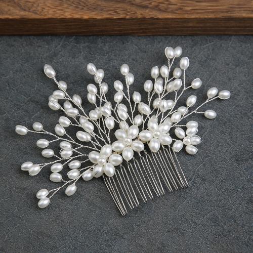 Decorative Hair Combs Plastic Pearl with brass wire handmade fashion jewelry & for woman Sold By PC