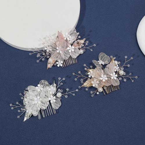 Bridal Maisiúil Gruaige Cíor, Sinc Alloy, le sreang práis & Crystal & Pearl Plaisteacha, lámhdhéanta, jewelry faisin & do bhean, dathanna níos mó le haghaidh rogha, Díolta De réir PC