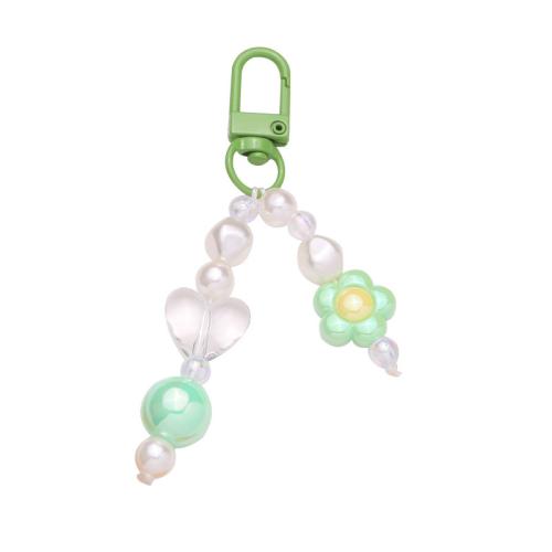 Key Chain, Akryl, med Plastic Pearl, Flower, Nuttet & Unisex, flere farver til valg, Solgt af PC