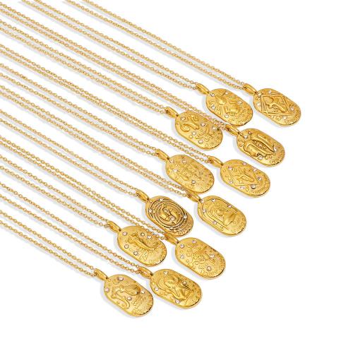 Rustfrit stål smykker halskæde, 304 rustfrit stål, guldfarve belagt, mode smykker & forskellige design til valg & med rhinestone, gylden, Solgt af PC