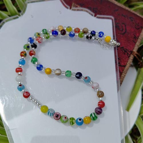 Lampwork Ketting, voor vrouw, gemengde kleuren, Lengte 46 cm, Verkocht door PC