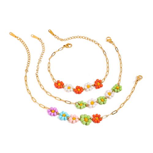 Bransoleta ze stali nierdzewnej, Stal nierdzewna 304, ze Seedbead, Platerowane w kolorze złota, biżuteria moda, złoty, sprzedane przez PC