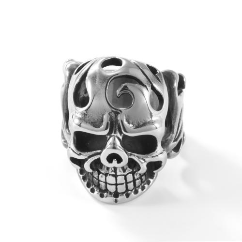 Ring Finger ze stali nierdzewnej, Stal nierdzewna 304, Czaszka, obyty, biżuteria moda & różnej wielkości do wyboru & dla człowieka, oryginalny kolor, sprzedane przez PC