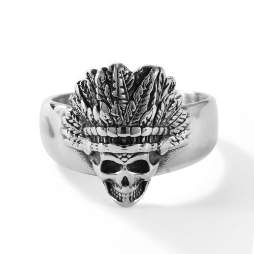 Ring Finger ze stali nierdzewnej, Stal nierdzewna 304, Czaszka, obyty, biżuteria moda & różnej wielkości do wyboru & dla człowieka, oryginalny kolor, sprzedane przez PC