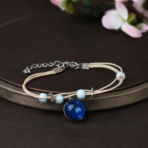 Porselein Armband, met Textiel binnenwerk Cord & Zinc Alloy, handgemaakt, uniseks & verschillende stijlen voor de keuze, Lengte Ca 6-10 inch, Verkocht door PC