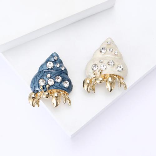 Broches de liga de zinco, Concha, banhado, para mulher & esmalte & com strass, Mais cores pare escolha, níquel, chumbo e cádmio livre, 55x57mm, vendido por PC