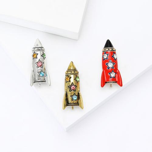 Broches de liga de zinco, foguete, banhado, para mulher & esmalte & com strass, Mais cores pare escolha, níquel, chumbo e cádmio livre, vendido por PC